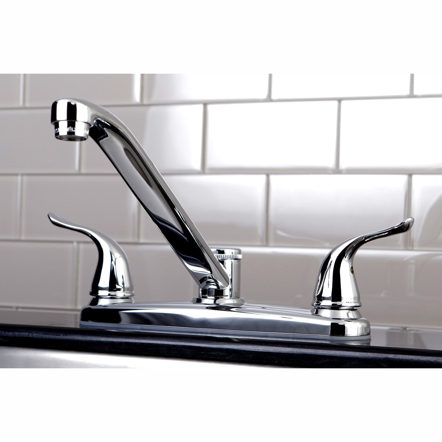 Kingston Yosemite FB2271YL Two-Handle 4-Hole 8" Centerset Kitchen Faucet with Side Sprayer, Polished Chrome — thumbnail 2